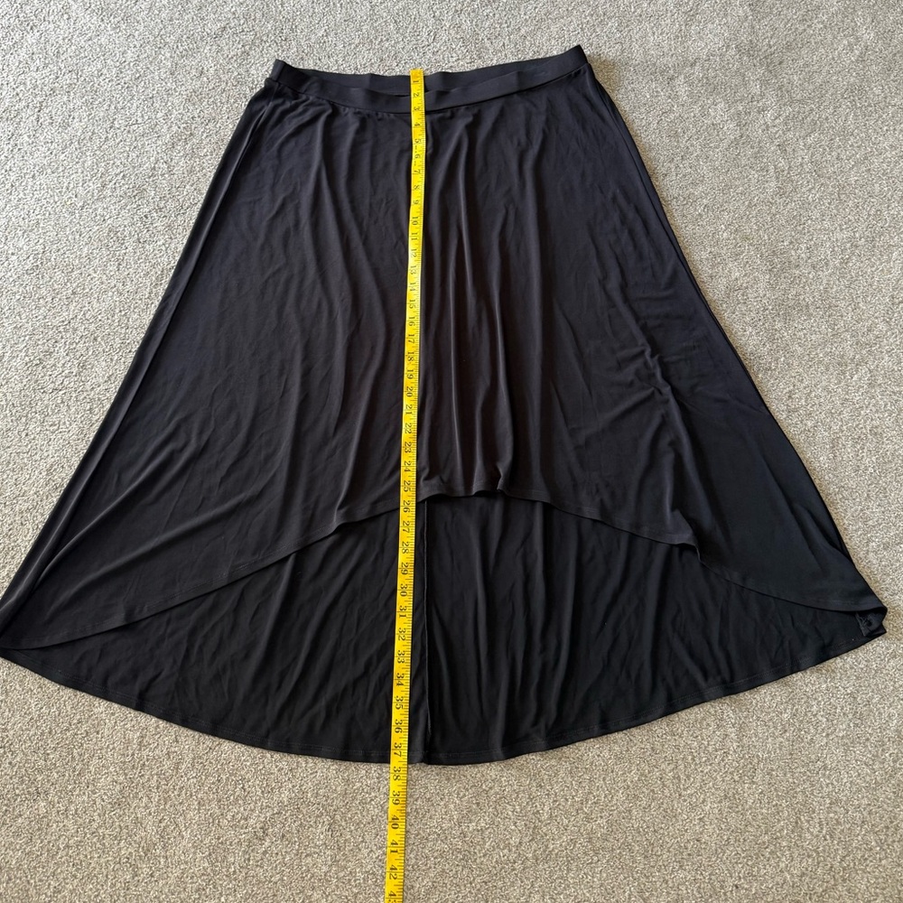 Catherines High Low Skirts size 1X Asymmetrical Black Flowy Maxi elastic waist - Picture 3 of 7
